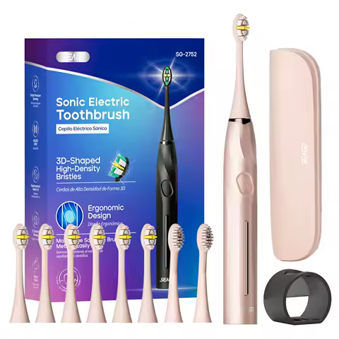 Seago Sonic Toothbrush Electric Toothbrush Touch Control Seamless Button Pressure Sensor with Travel Box Replaceable Brush Head