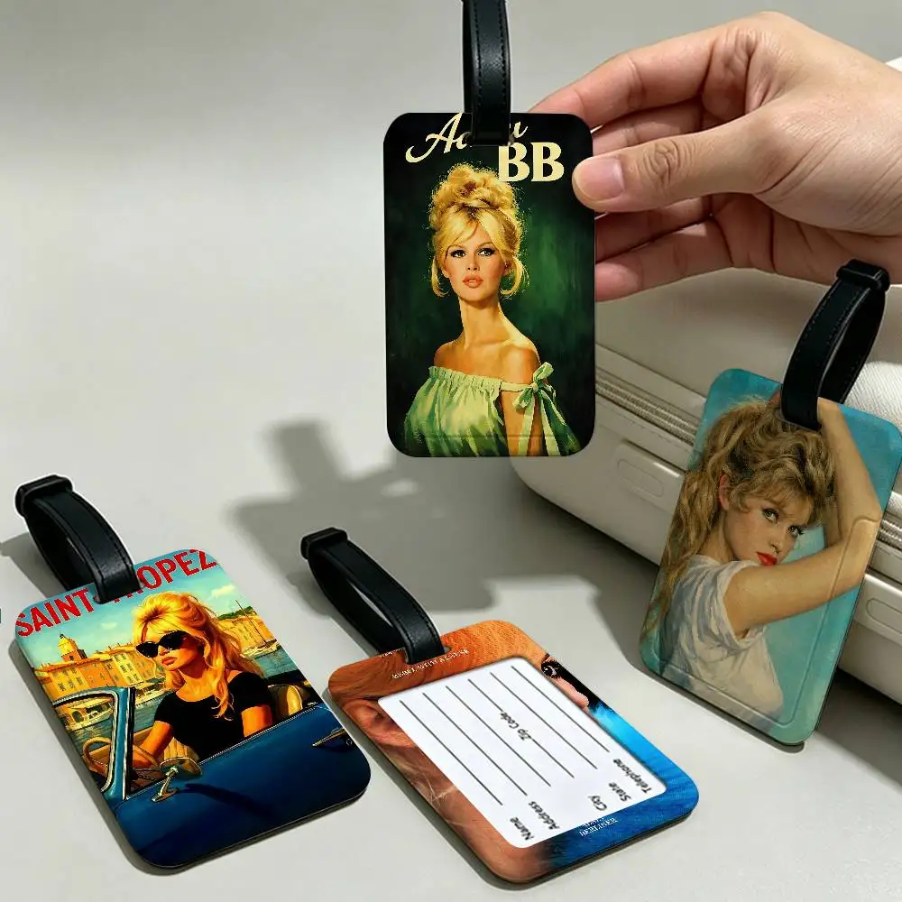 French Movie Star Brigit-B-Bardot  Durable PVC Anti lost Baggage Tag With Info Card Lightweight Luggage Identification Label