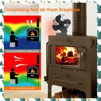 ABYK Wood Stove Fan Heat Powered 4-Blade Fireplace Fan For Wood/Fireplace/Log Burner 60 Degree Shaking Heads Fan