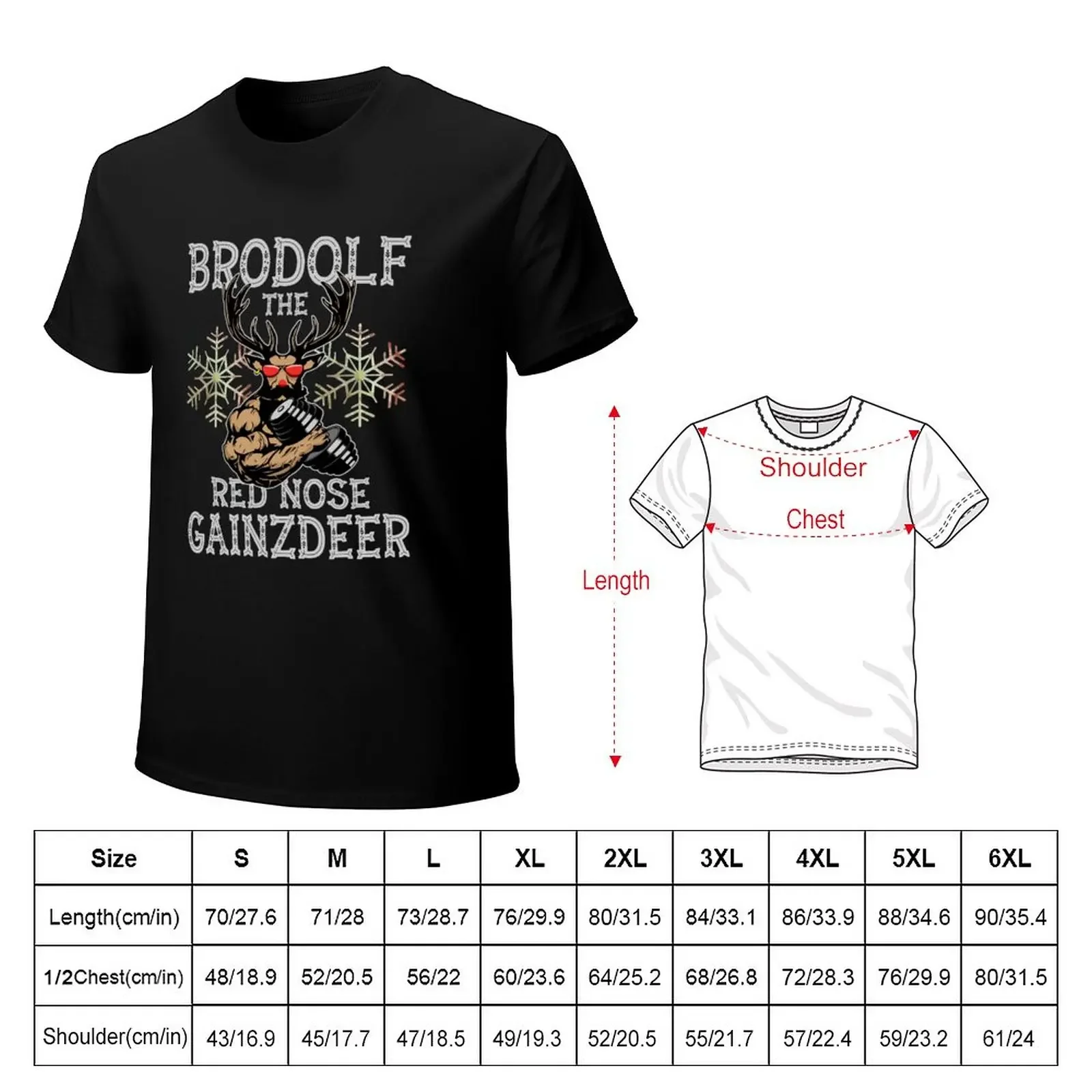 Brodolf The Red Nose Gainzdeer - Funny T-Shirt quick drying boys whites hippie clothes anime mens tall t shirts