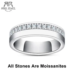 AnuJewel D Color Moissanite Wedding Band Rings For Men S925 Sterling Silver Band Ring Men&Women Rings Jewelry Wholesale