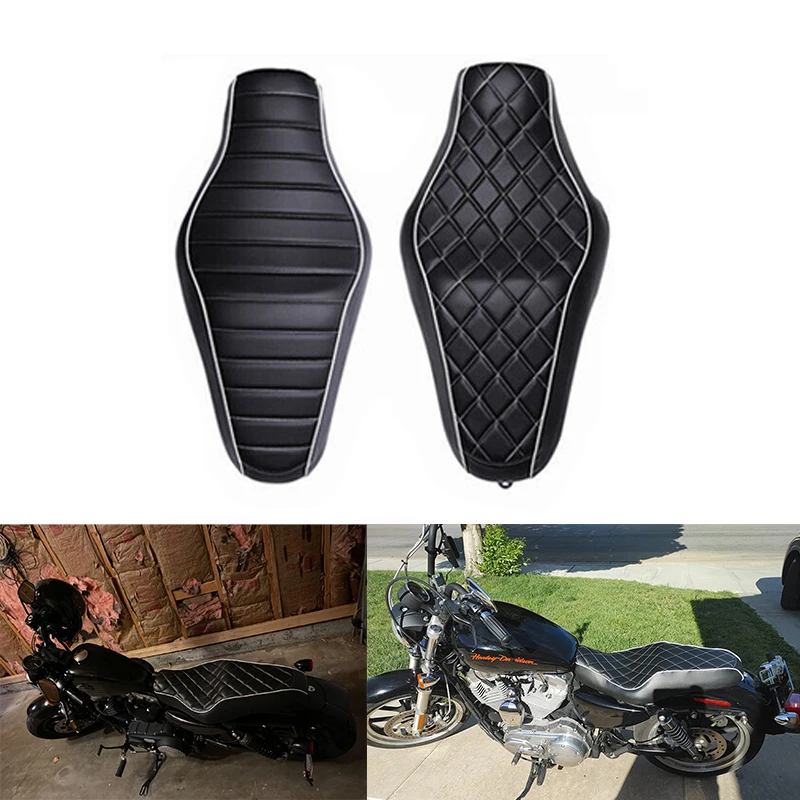 Motorcycle Front Driver Rear Passenger Two Up Leather Seat Cushion for Harley Davidson Sportster Iron 883 SuperLow 1200T XL1200T