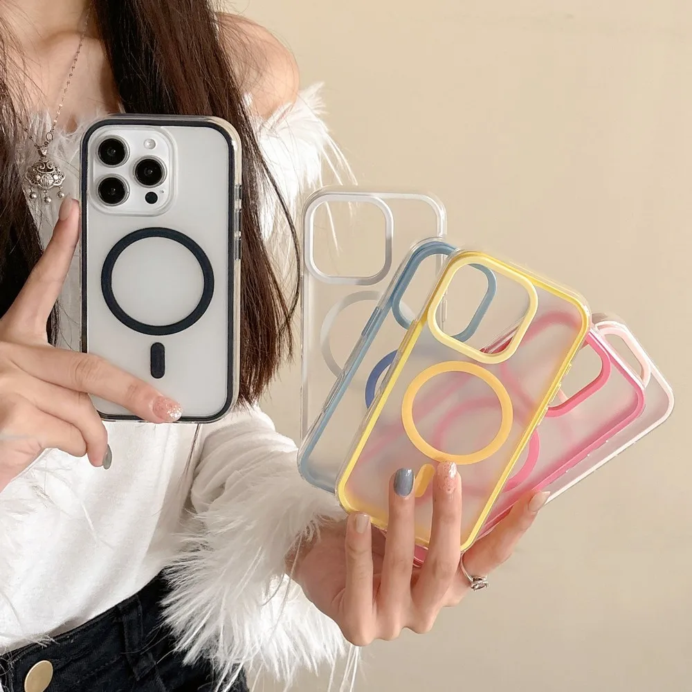 2025 iPhone Case Magnetic&Anti-Fingerprint Frosted Clear Candy Color for iPhone 11 12 13 14 15 16 Series image 5