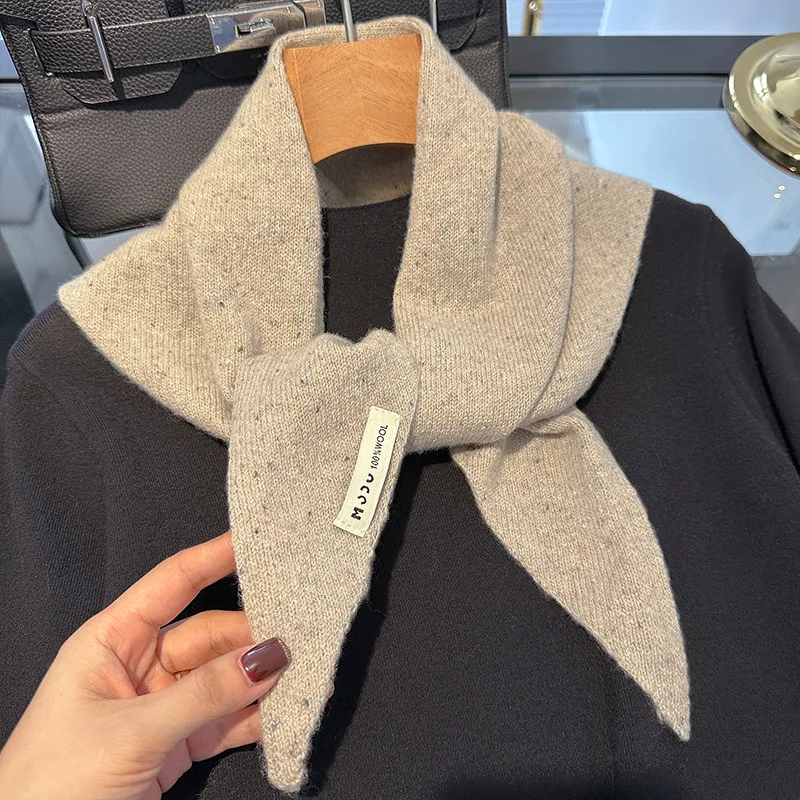 

Knitted Scarf Women 100% Wool Winter Warm Scarves Triangl Solid Color Design Thickened Shawl Soft Cashmere Pashmina Neck NEW