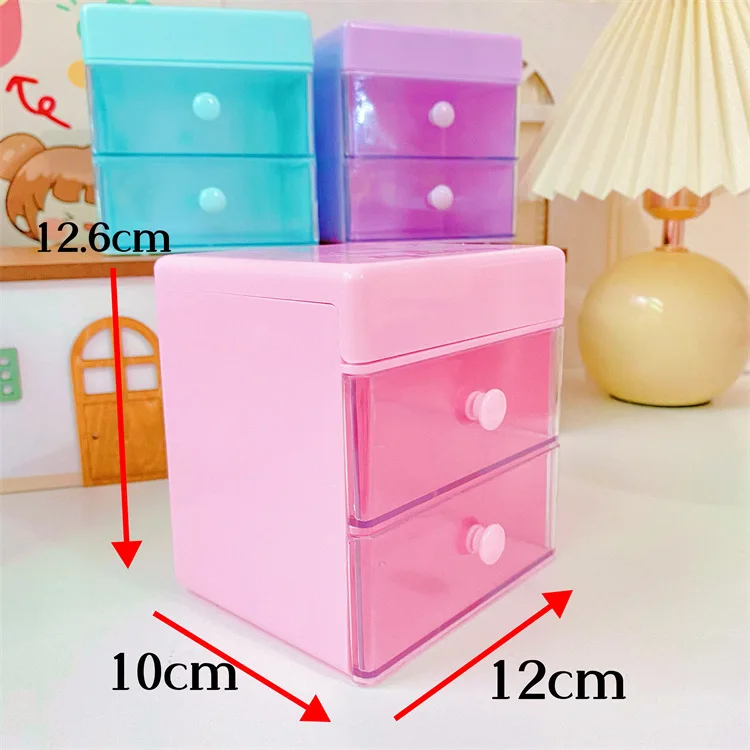 Kawaii Sanrio Kuromi My Melody Cinnamoroll Storage Box Drawer Desktop Double Layer Clamshell Jewelry Tidy Durable Sorting Box