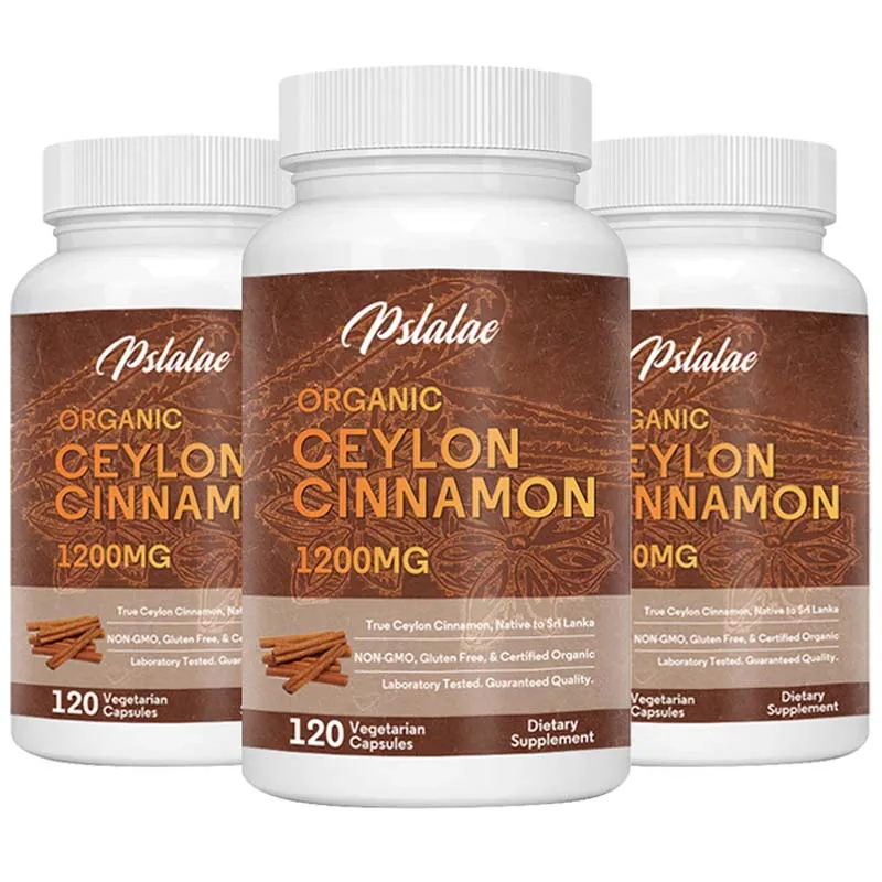 

Ceylon Cinnamon Supplement - Promotes Metabolism, Helps Cardiovascular and Gastrointestinal Health, Antioxidant - 120 Capsules