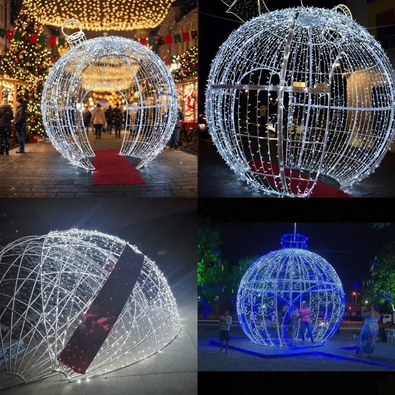 Christmas LED Lighting Sculpture Giant Ball Arch Stacked Tower Ornament Commercial Holiday Decoration