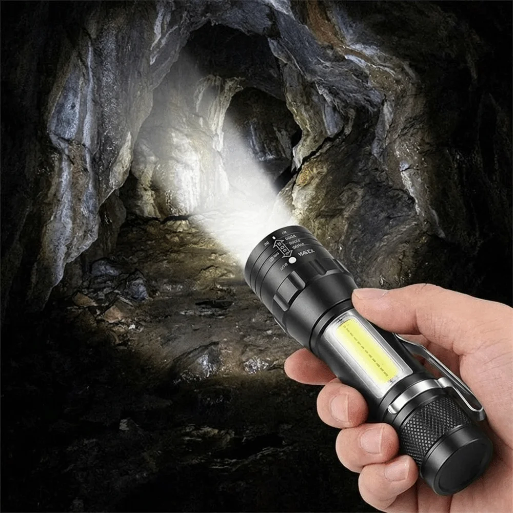USB Rechargeable Mini LED Flashlight Long Lasting Adjustable Focus Zoom Flashlight Waterproof Three Modes LED Light Keychain