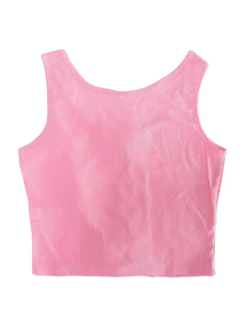 Sexy Sommer-Tanktop mit V-Ausschnitt und Kordelzug – langlebige, mikroelastische Strickweste, pflegeleicht und halbtransparent – Detail 16