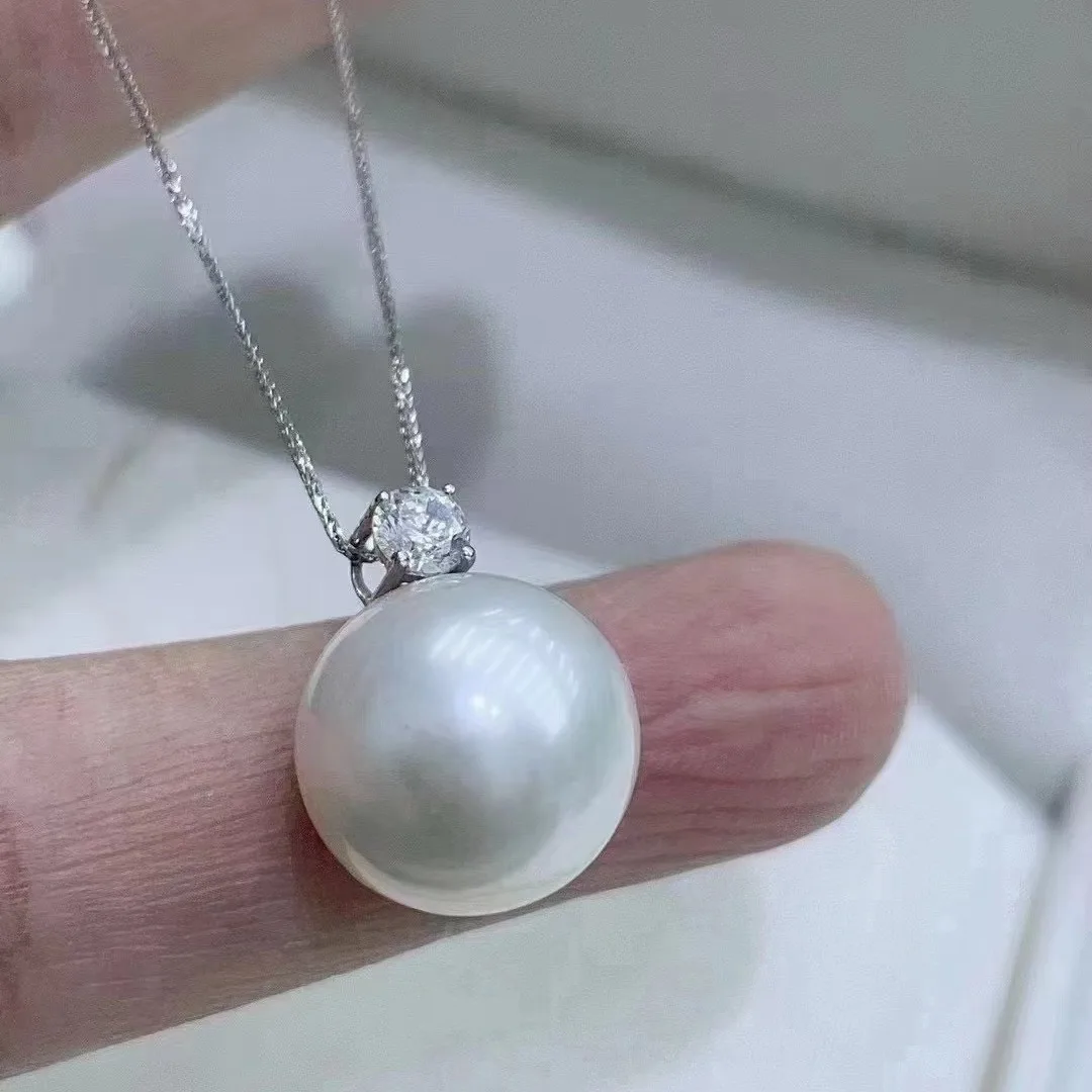 Bestselling AAAAA 11-12mm 9-10mm 10-11mm 12-13mm Natural Round akoya white Pearl Pendant Necklace 18inch 925S