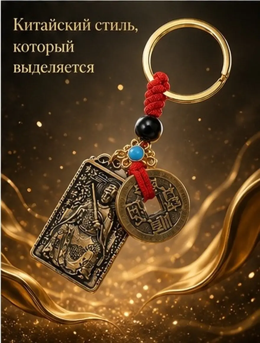 Brass Keychain Pendant Rope Decor Chinese Style Fengshui Amulet Multi Purpose Bag Car Home Decor Lucky Auspicious Token