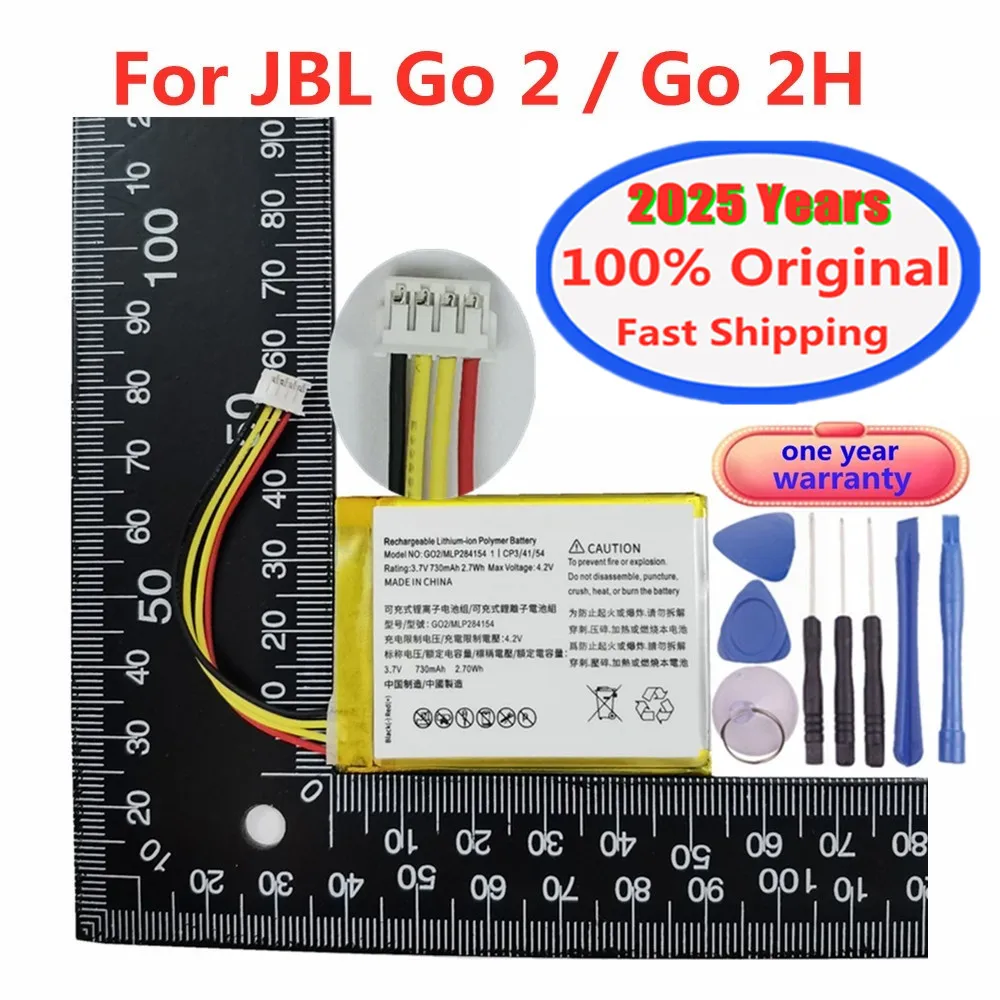 2025 Years 730mAh 100% Original Battery For JBL Go 2 Go2 / Go 2h Go2h MLP28415 Player Speaker Battery Bateria In Stock + Tools