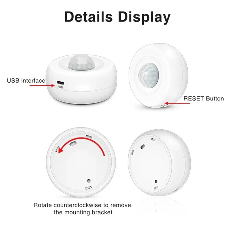 

ABJF-Tuya Smart Wi-Fi Инфракрасный детектор WIFI PIR-датчик Поддержка Alexa и Google для обеспечения домашней безопасности