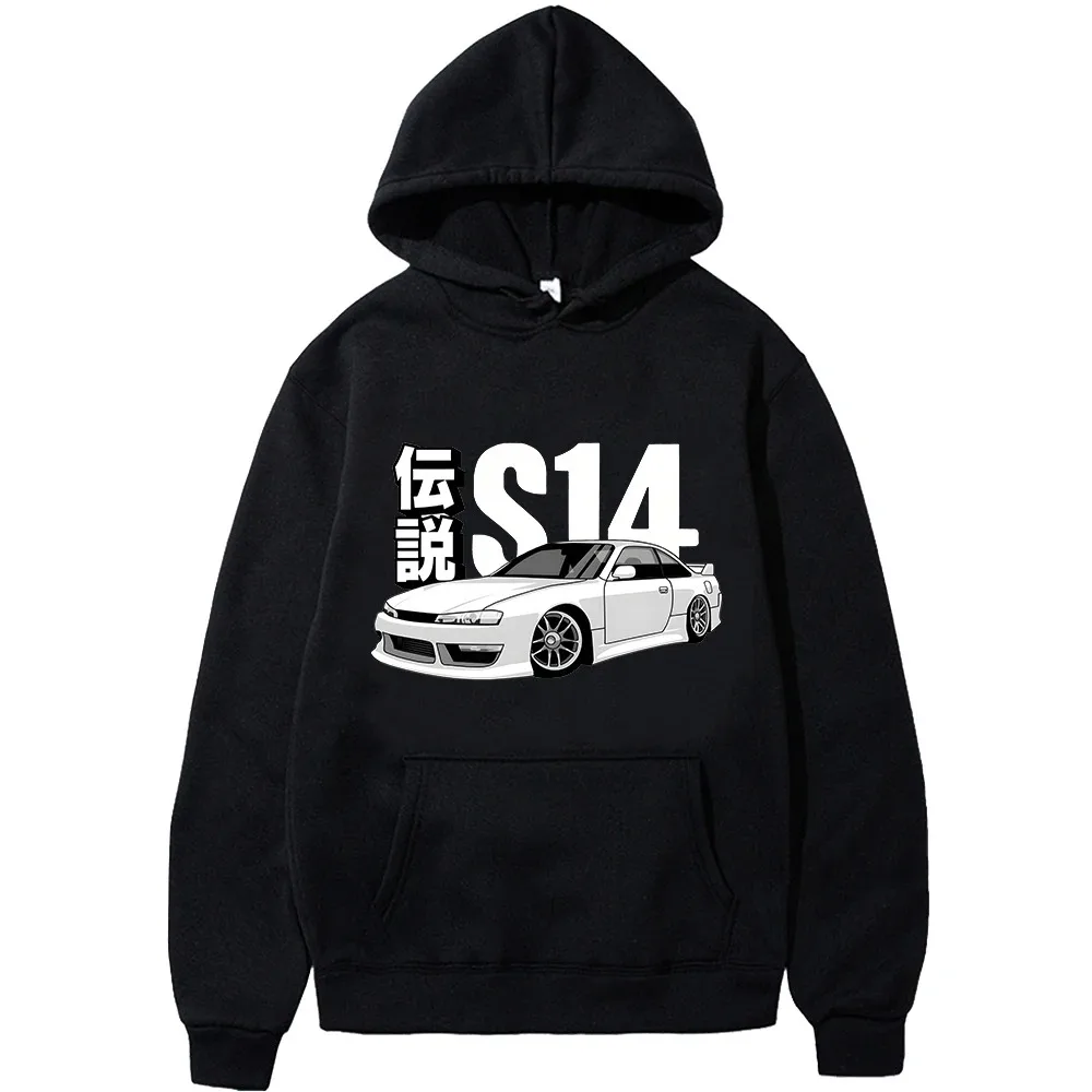 Initial D JDM Hoodie Vintage S14 FD Drift Japanese Cars Printed Sweatshirt Harajuku Tracksuit Loose Men Streetwear Pullover Tops