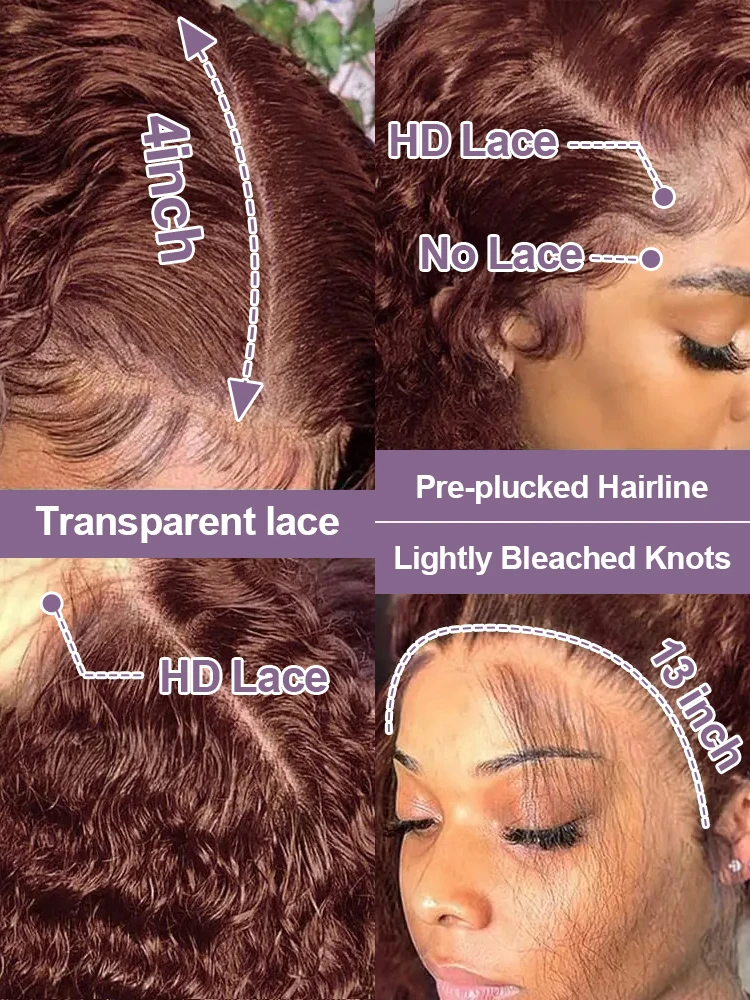 Chocolate Brown Jerry Curly Lace Front Wig 7x5 Gluleless Colored Human Hair Wigs Pre Plucked Deep Wave 13x6 HD Lace Frontal Wig
