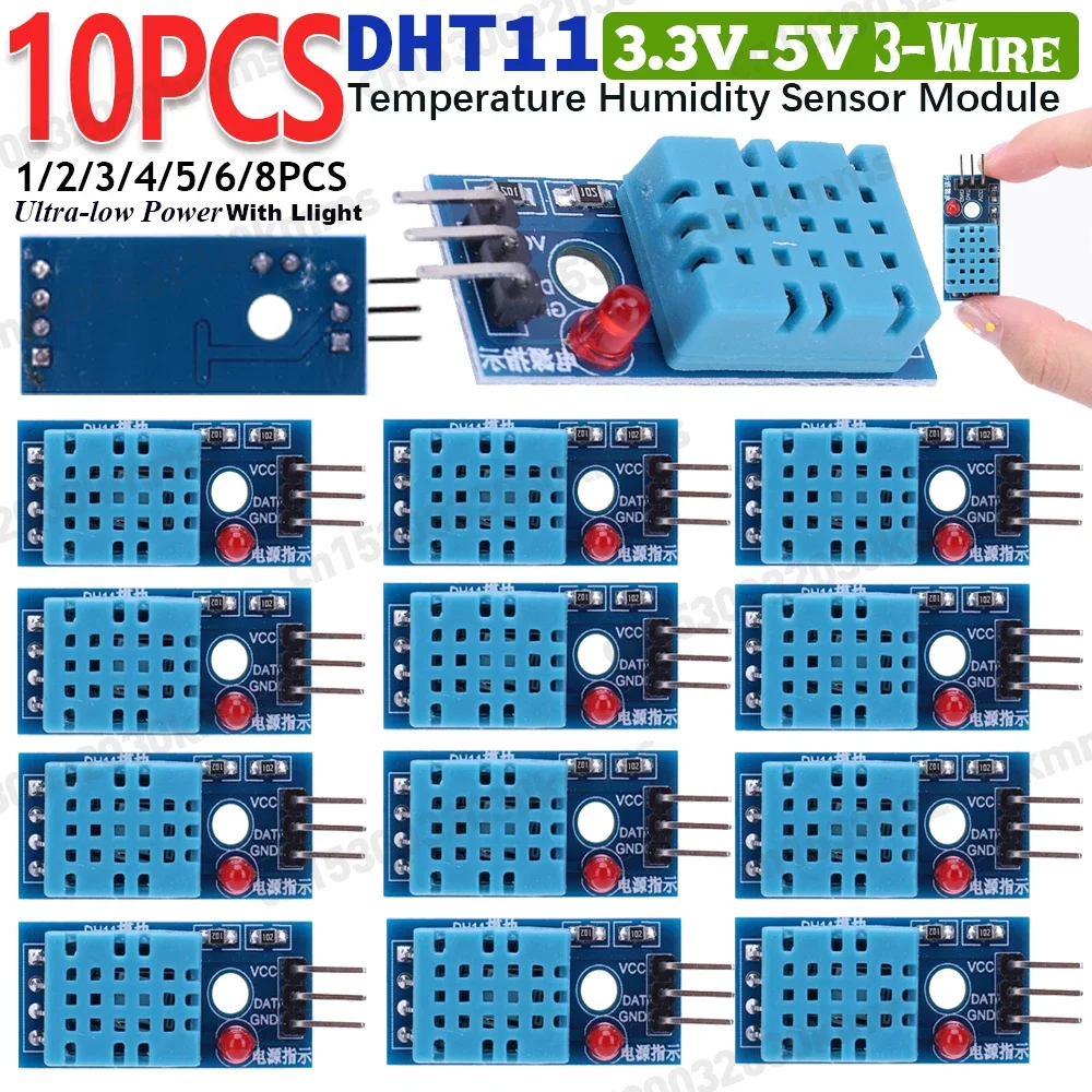 1-10PCS 3.3V-5V Digital Temperature Humidity Sensor Module Board DHT11 Temperature Relative Humidity Sensor Module 3-Wire High