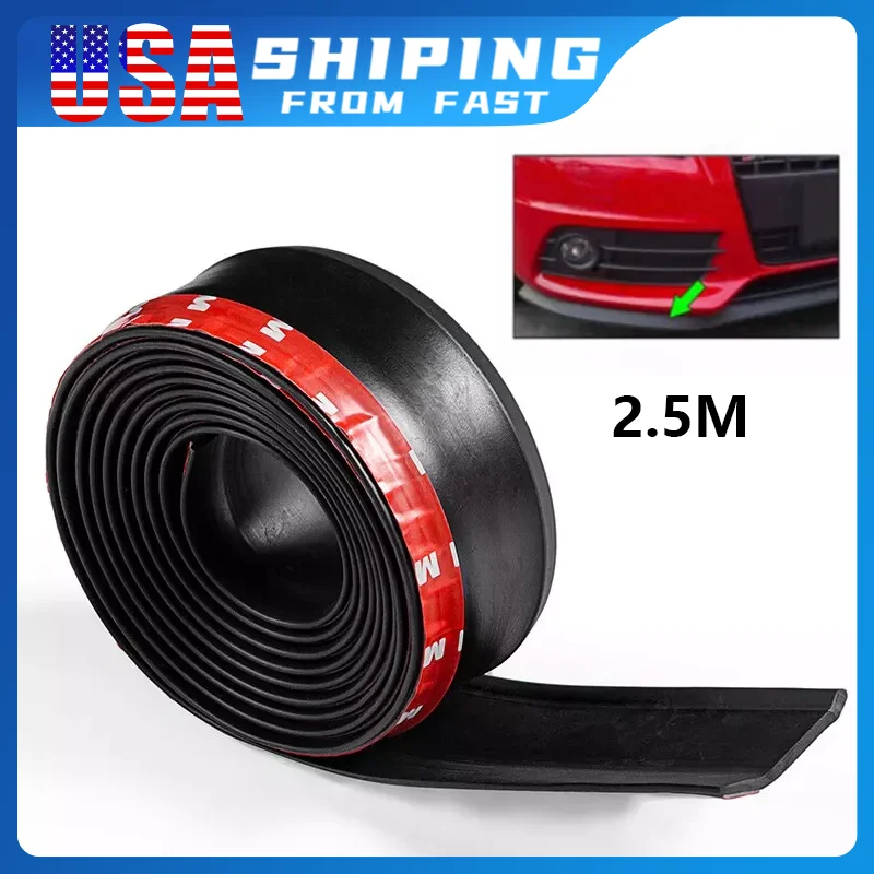 

2,5 м универсальный автомобильный передний бампер, сплиттер для губ, спойлер, бампер, полоса для губ, протектор, резиновая боковая юбка, автоаксессуары