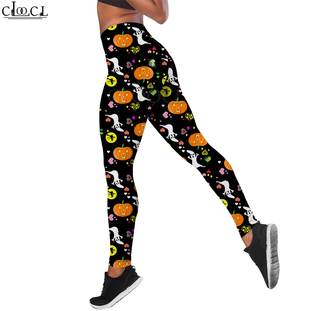 CLOOCL Fashion Halloween Women Legging Cartoon Pumpkin Ghost Pattern 3D Legging Yoga Pants Ankle-Length Trousers