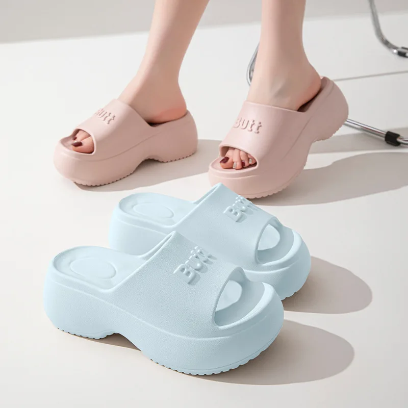 

2025 New Women Platform Slippers Casual Wedges Shoes Thick Sole Soft EVA Female Home Beach Slides Summer High Heel Sandals