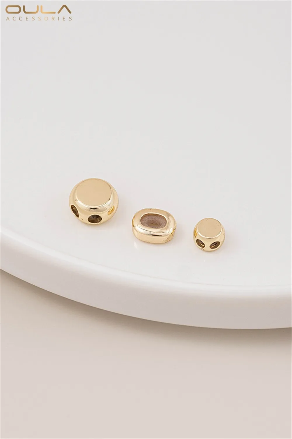 

14K Bag Gold Double Hole Rubber Stopper Positioning Adjustment Bead Round Silicone Bead DIY Chain Bracelet Necklace Accessories