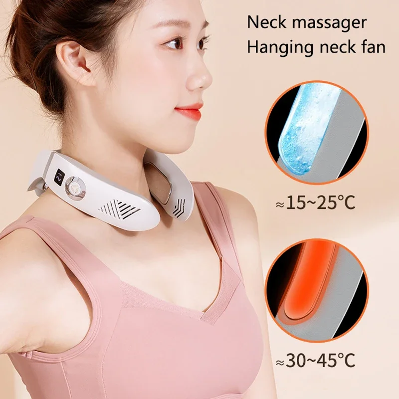 Electric Shoulder And Neck Massager Cervical Spine Physical Kneading Physiotherapy Massage Hot Compress Cooling Voice Massager