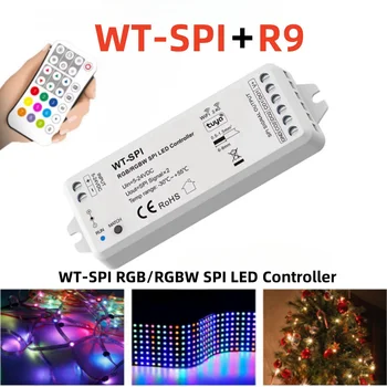 RF 와이파이 SPI LED 컨트롤러 RGBIC 타입 픽셀 스트립, 스마트 앱 음악 마이크 제어, 와이파이 SPI + R9 원격 WS2812 WS2815 LED 스트립, 5V-24V