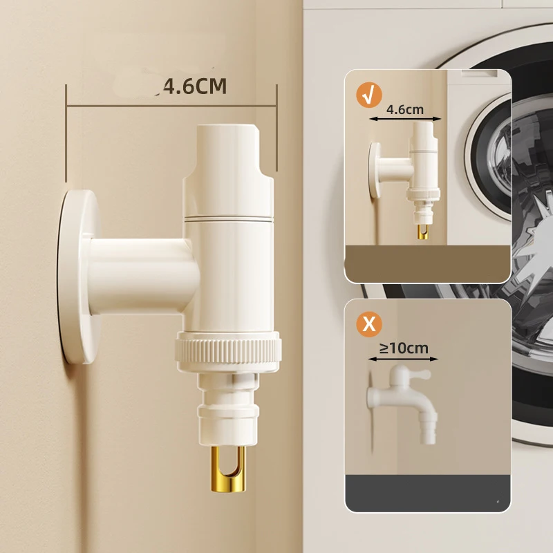 White Angle Valve Toilet Valve Automatic  Water Stop Washing Machine Garden tap Multifunction Faucet