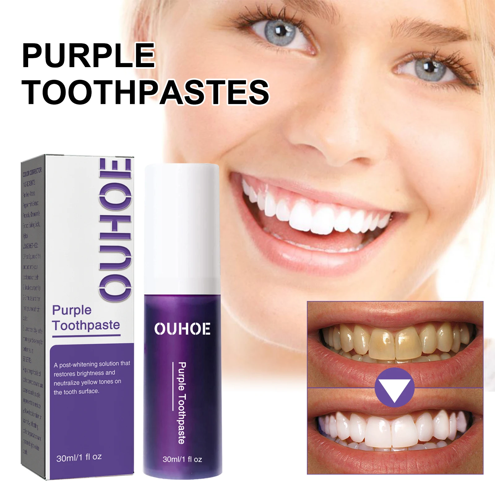 

Purple Whitening Toothpaste – Daily gentle teeth care, cleaning, fresh breath, thorough oral care