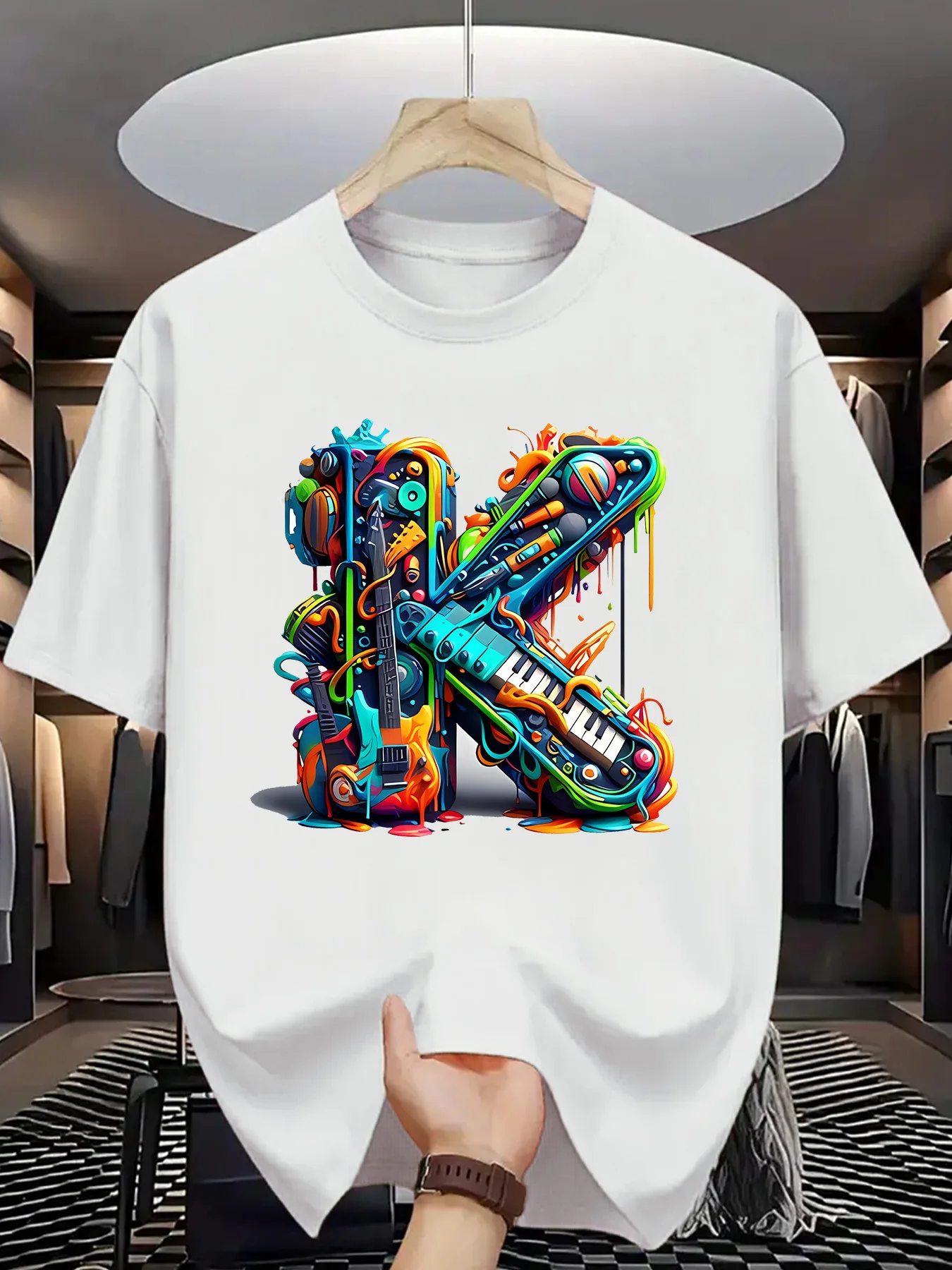 

Creative Letter 3D Printed Tees Street Personality Casual Men's Sports Clothes Summer Fashion Popular Cotton Short Sleeve Tops