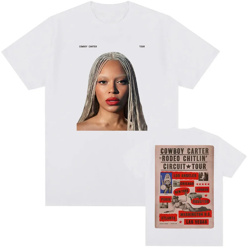 

Футболка Beyoncé COWBOY CARTER TOUR 2025, летняя женская и мужская футболка с коротким рукавом и круглым вырезом, мужские футболки с принтом, топ