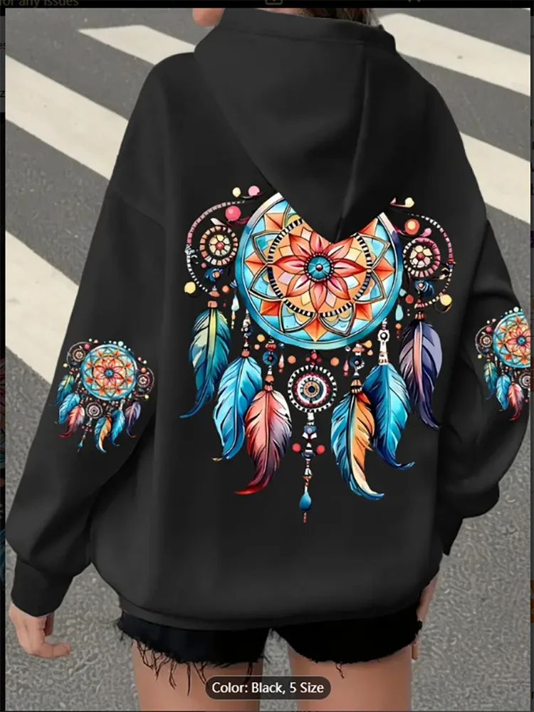 Kangaroo Pocket Relaxed Fit Machine Washable All-Season Comfort, Everyday Outfit Graphic Print, Comfortable Material Pullover
