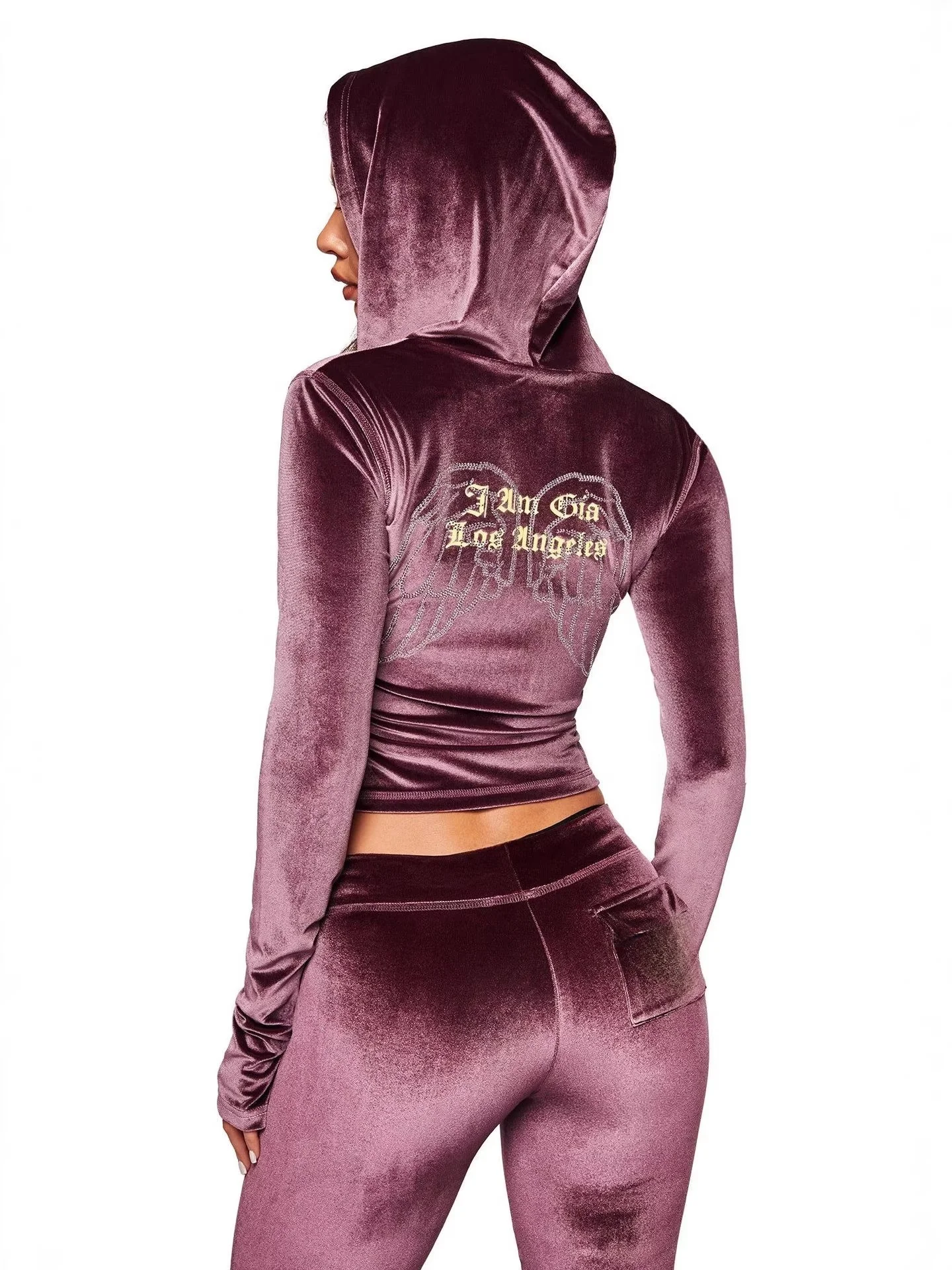 

IIA Fashionable Color Zipper Hooded Jacket Loose Fit Long Pants Comfortable Simple Set Spring Women's Casual Outfit