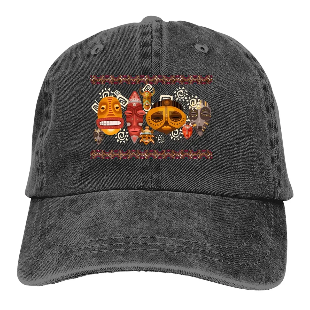 Máscara facial con patrón sin costuras y Mandala, gorra de béisbol, sombreros, visera de protección, Snapback, cultura africana, gorras de vaquero, hombres y mujeres