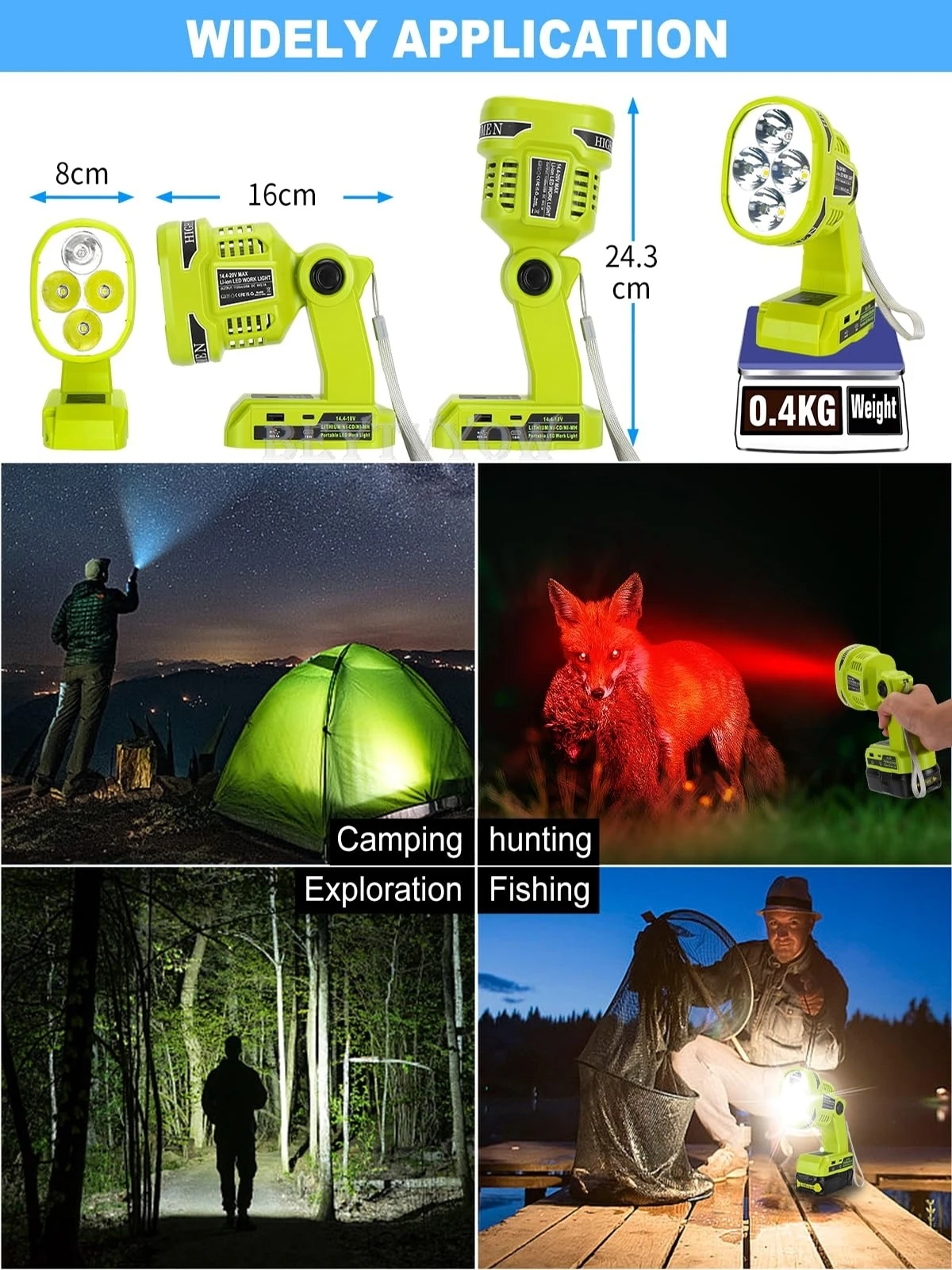 1120LM портативный светодиодный фонарь для аккумулятора Ryobi 18V с USB-A & USB-C 2.1A портами быстрой зарядки беспроводный светодиодный рабочий свет прожектор Прожектор 4 режима освещения 90 ° вращающаяся головка лампы для ремонта автомобилей на рабочем месте Кемпинг чрезвычайная ситуация