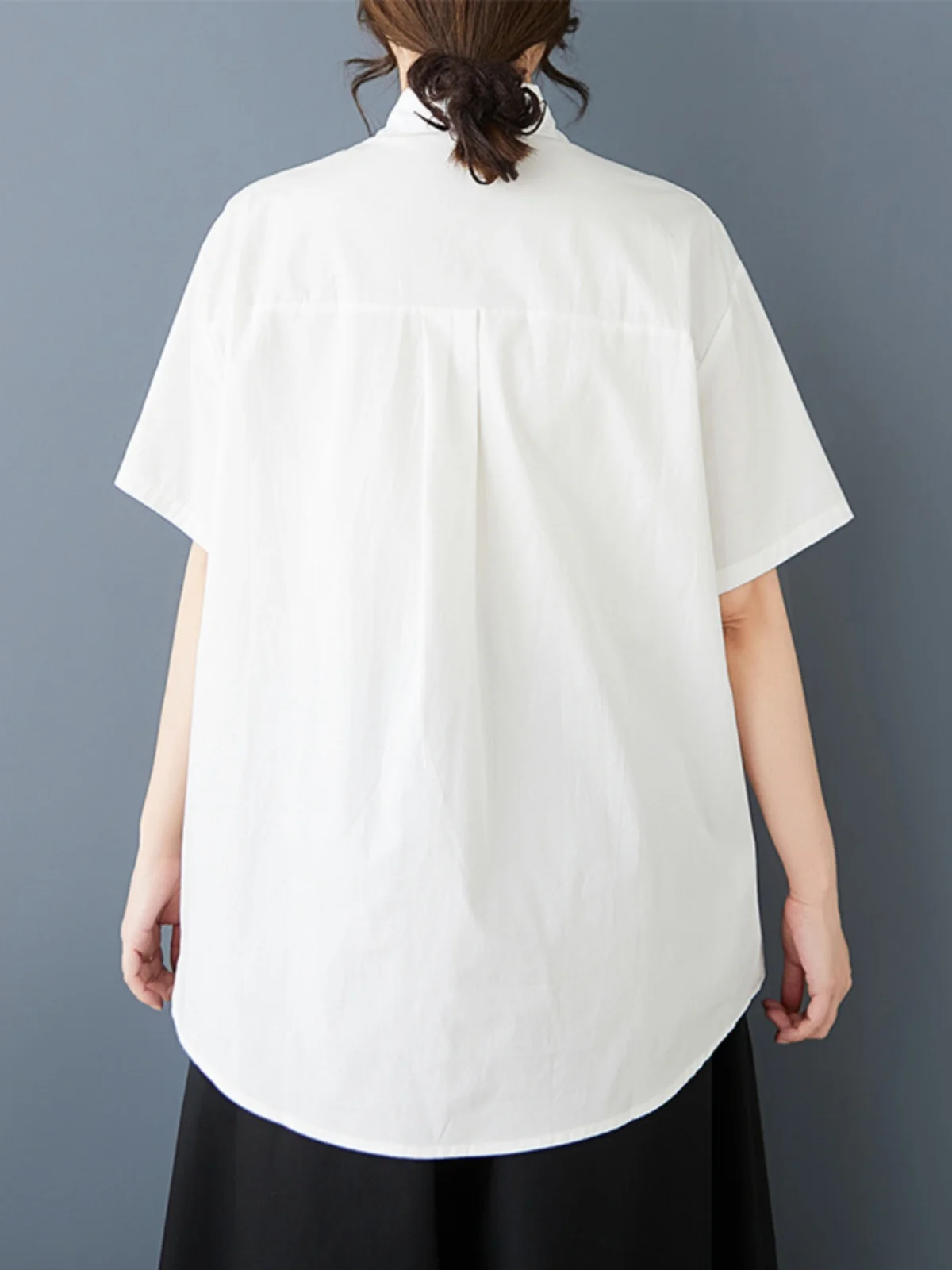 Uliczny, stylowy, unikatowy, piękny, swobodny, damski, luźny, plus size, letni, modny top z kołnierzykiem, regularny...