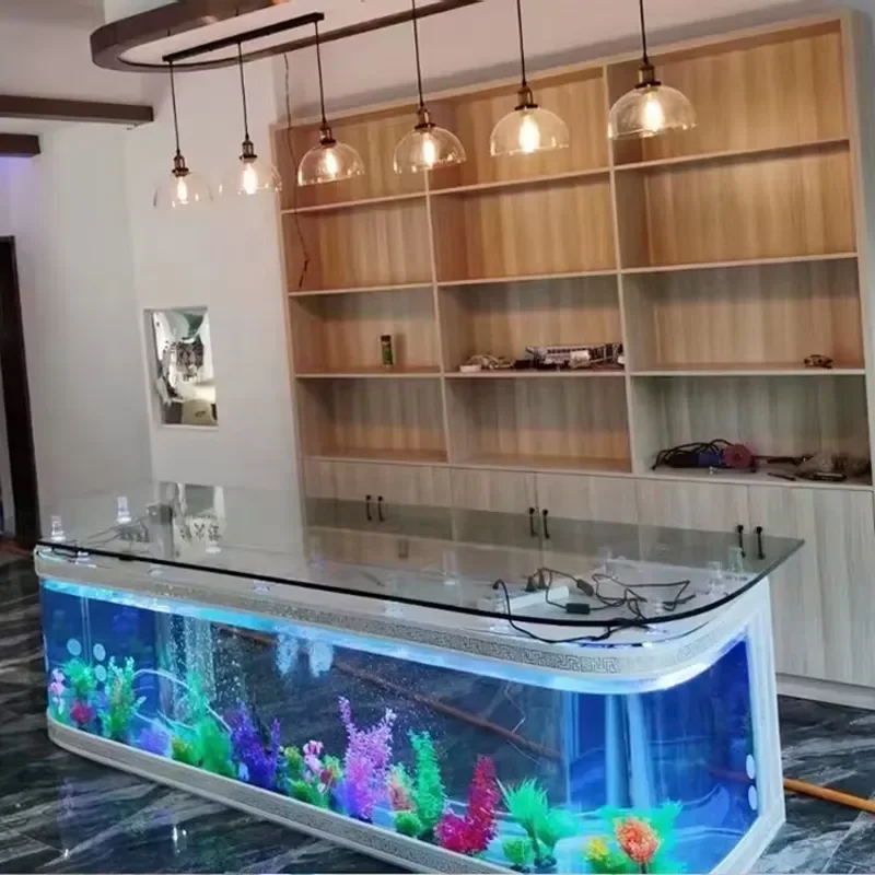 Customized Office Bar Hotel Company Front Desk Fish Tank Table Aquarium Decoration for Business Use