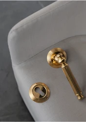French Bright Gold Brass Door Lock Set Modern Interior Bedroom Anti-theft Bathroom Double Wood Door Lever Set Dummy Handle Knob