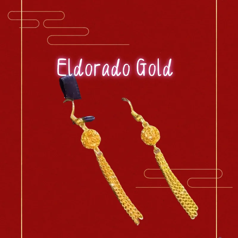 

18K gold embroidered ball tassel lantern earrings for women vintage AU750 gold high-end ear hook accessoriesValentine's Day gift