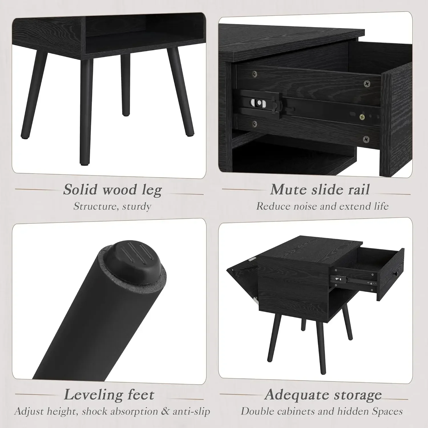 [Discounted Price, Hot Sale!]Hidden Compartment Night Stand Set 2, Mid Century Modern Concealment Furniture, End Table with Stor