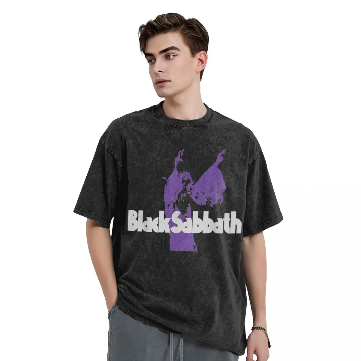 Black Sabbathes Music Purple T Shirt Hip Hop Washed 100% Cotton Oversize T-Shirts  Vintage for Men Women Streetwear Summer Tees