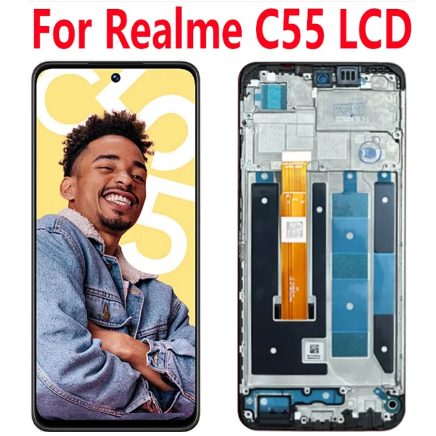 

Для OPPO Realme C55 ЖК-дисплей с рамкой + фотоэлемент для Realme C55 LCDRMX3710 замена экрана