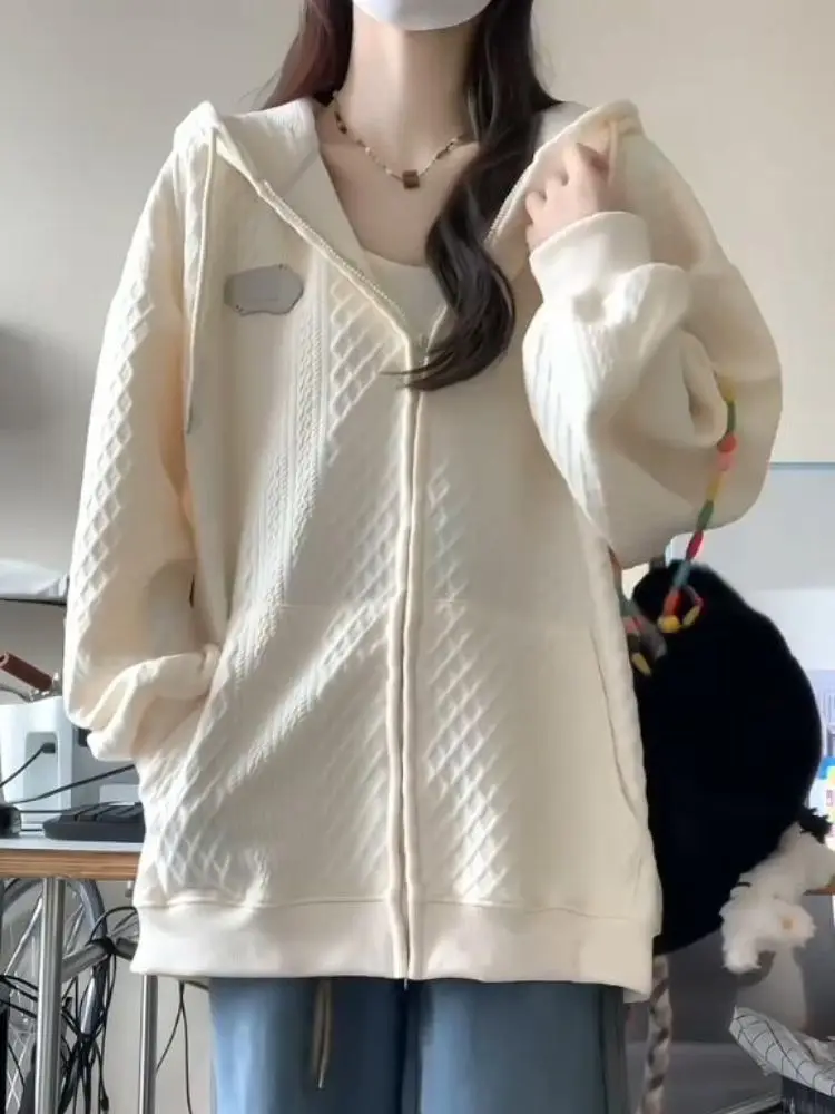 New Korean Style Hooded Cardigan Sweatshirt with a Stylish Jacket Design Super Popular Loose and Niche Top