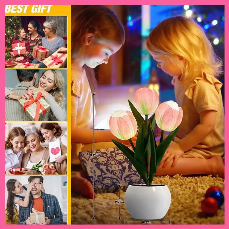 

ABNM Tulip Lamp Lights Flower Desk Lamp Led Tulip Night Light For Living Room Bedroom