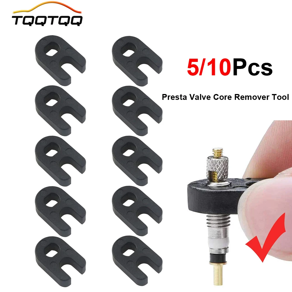 5Pcs Black Presta Valve Core Remover Tool, Universal for Road Bike, Mountain Bicycles, Screw-On, Easy to Operation