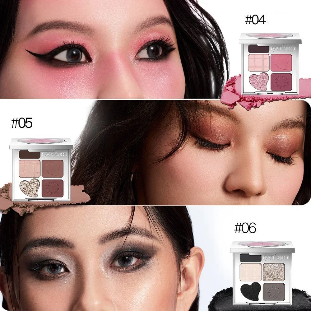 ROCK SWEET Contour Highlight Face Shimmery Five Color Eye Shadow Palette Matte Glitter Smoked Makeup Earth Color EyeShadow Blush