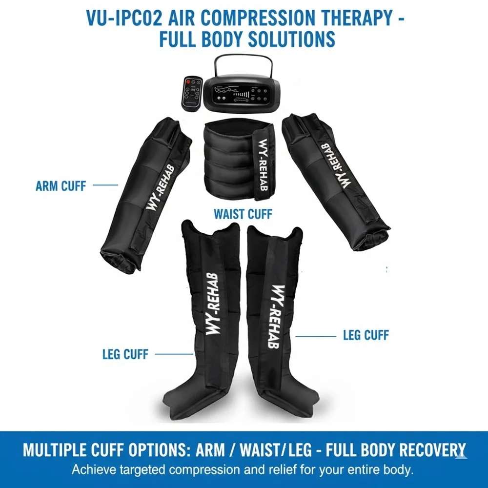Multi-Purpose 4-Chamber Pneumatic Compression Massager Sequential Compression Device For Chronic Pain & Fatigue Relief