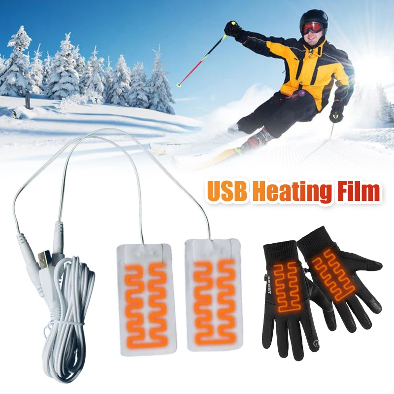 2 In 1 USB Heating Cloth Pad For Gloves Carbon Fiber Electric Heating Pad Keep Hands Warm Cushion For Winter Skiing Warming