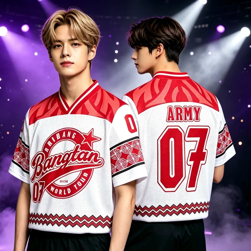 2026 Summer New Korean Boy Band Sports Jersey Fast Drying Breathable Comfortable and Soft Short Sleeve T-shirt Family Kids Tees