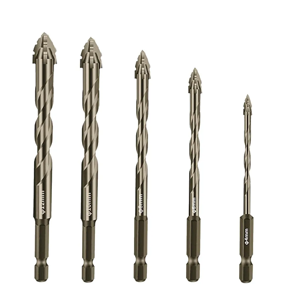 5pcs Eccentric Drill Bit 4 Edge Masonry Drill Bits Set Four-Flute Sawtooth Eccentric Drill Bit For Concrete Glass Brick Punching