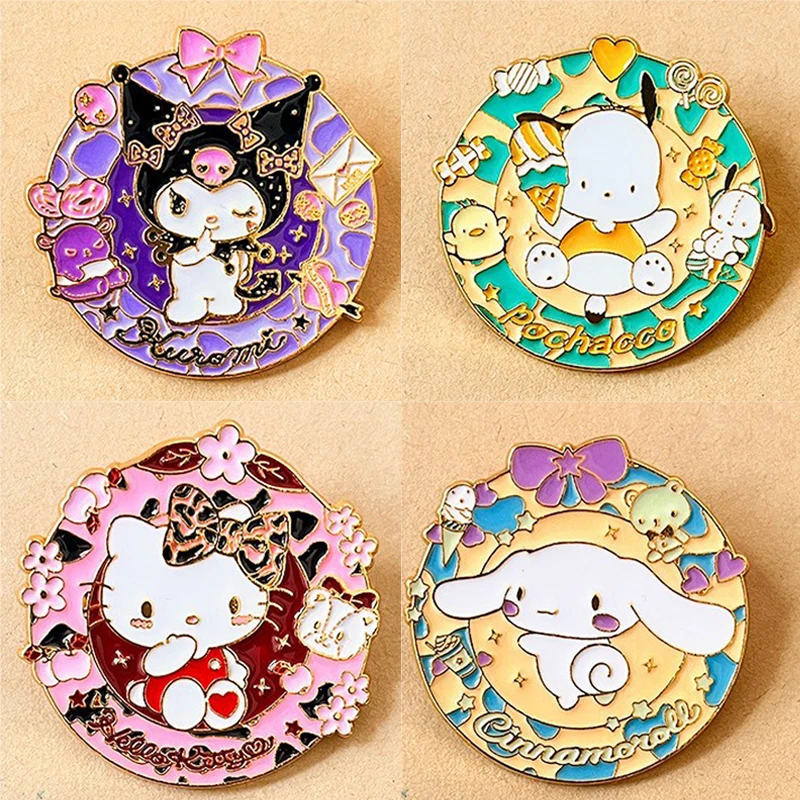 Kreskówka Sanrio Kuromi HelloKitty Broszka Emalia Klapa Odznaka Szpilki Plecak Kurtka Kołnierz Torba Akcesoria Biżuteria Metalowa Prezenty